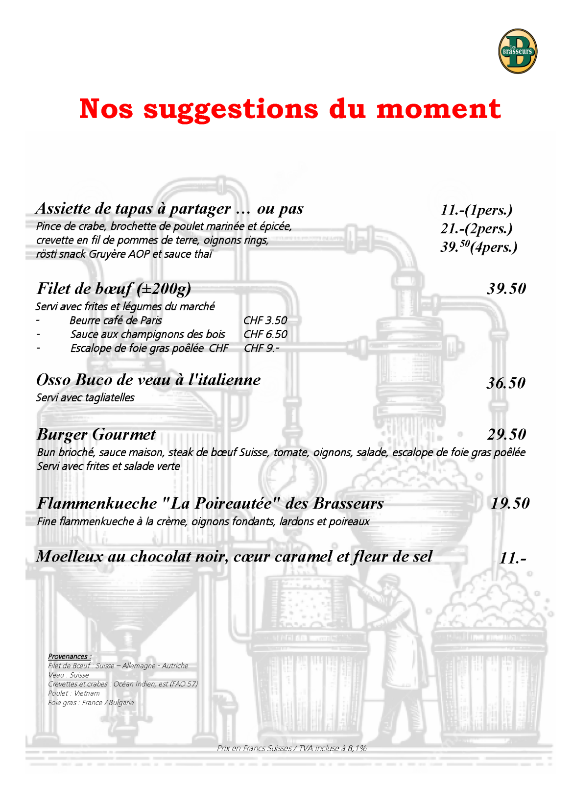 Nos suggestions du moment| Les Brasseurs Sion