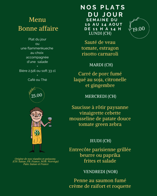 Plats de la semaine | Les Brasseurs Genève