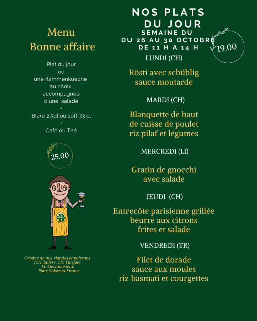 Plats de la semaine | Les Brasseurs Genève