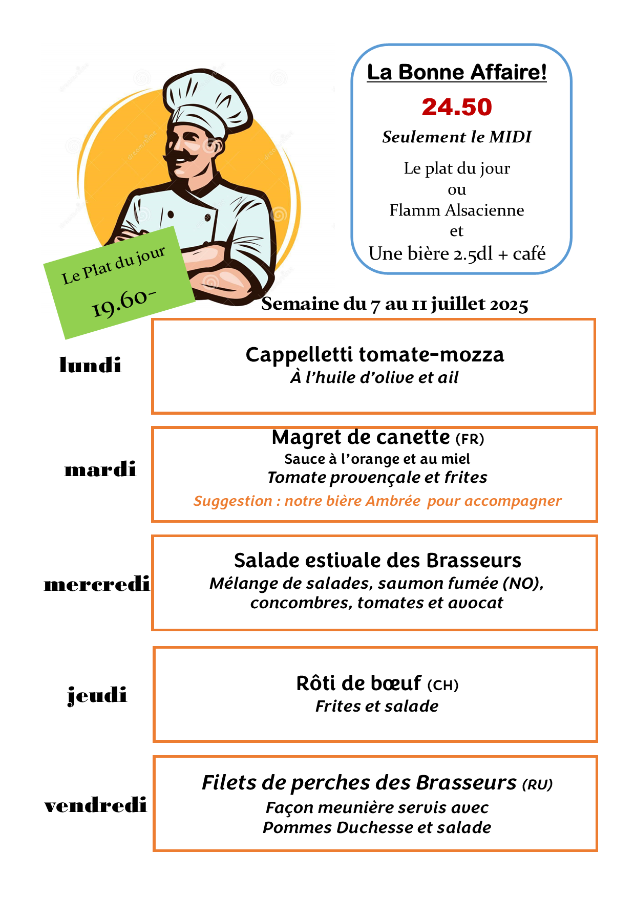 Plats de la semaine